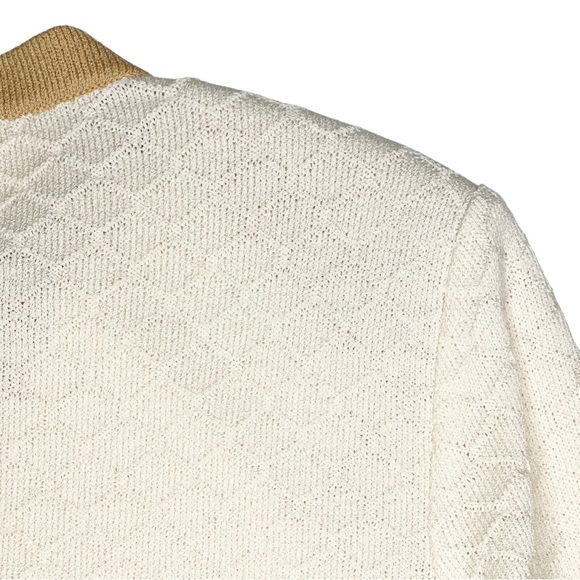 new St John Collection ꧁ Gold Hardware Button Knit Cardigan ꧂ Ivory Textured ꧂ - Picture 13 of 16